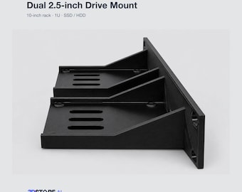 Dual 2.5-Inch SSD HDD Rack Mount | 10-Inch 1U | Closed Front | Black PETG