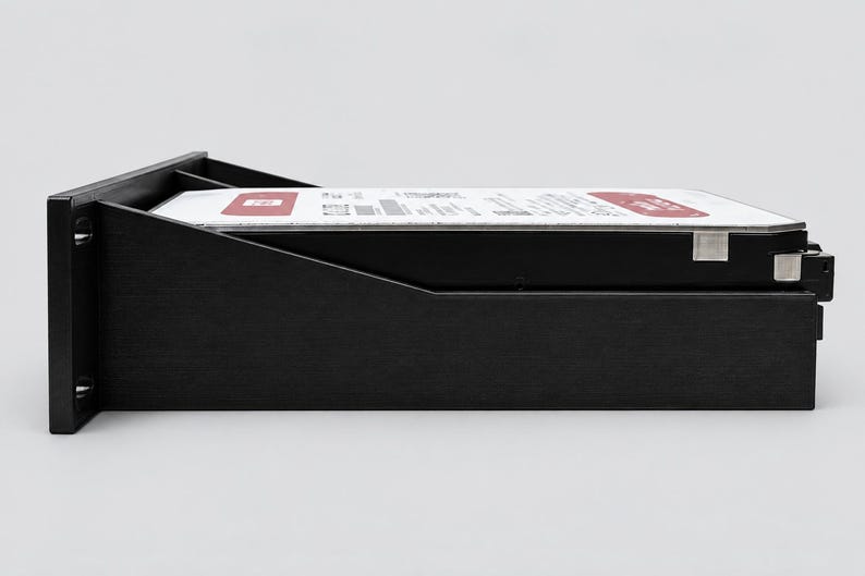 Dual 3.5 HDD Shelf - 10 Inch Rack Mount | 1U SATA Drive Tray | Black PETG image 4