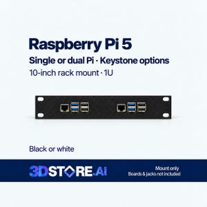 Raspberry Pi 5 ラックマウント - 10インチ 1U、シングルまたはデュアルPi、キーストーンオプション付き