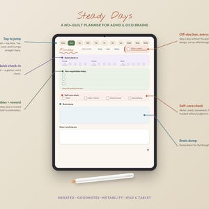 ADHD Planner – No Guilt Digital Daily, Weekly, Monthly (PDF Download)