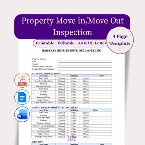 Checkliste für Vermieter zum Ein- und Auszug von Immobilien, bearbeitbare und druckbare Word- und Google-Dokumente