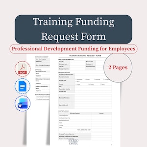 Training Funding Request Form | Employee Professional Development | Editable Word Google Docs & Printable PDF