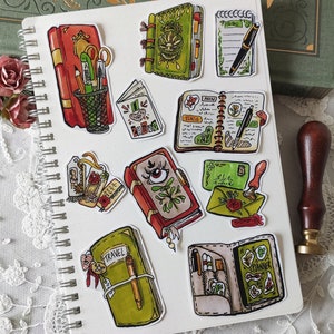 Journaling passion. set 10 stickers autocollants pour carnet journal bujo bullet junk journal zine grimoire planner hobonichi papeterie pack