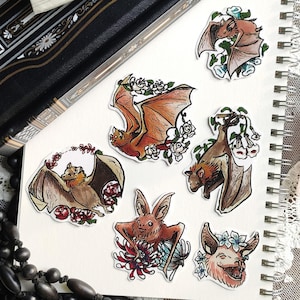 Set stickers "Chauve-souris" 6 autocollants halloween bujo bullet journal grimoire sorcière sorcellerie magique sortilège occulte pack