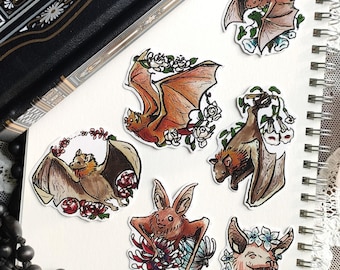 Set stickers "Bats" 6 pc bundle pack bujo bullet journal grimoire wicca witchcraft magic spell sabrina occult gothic kit
