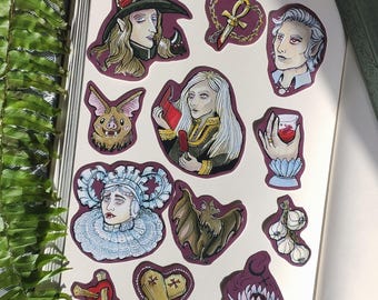 Vampires ! - Set 12 stickers, pack, set, bundle for bujo, bullet journal, hobonichi, agenda, grimoire. Dracula, Nosferatu, halloween vibe