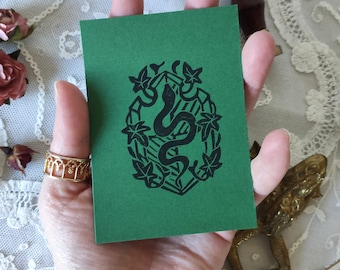 Snake house coat of arms - victorian inspired linoprint, gothic art, dark academia , witchcraft, oddity engraving, Halloween