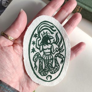 Patch Linoleografia Abraxas occulto gnostico oscuro divinità dio chimera demone pandemonio