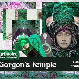 Grimoire pages + ephemera &quot;Gorgon&#39;s temple&quot; kit set junk journal Bullet bujo planner scrapbooking Victorian printable notebook
