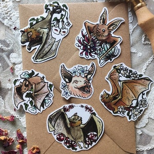 Set stickers "Bats" 6 pc bundle pack bujo bullet journal grimoire wicca witchcraft magic spell sabrina occult gothic kit