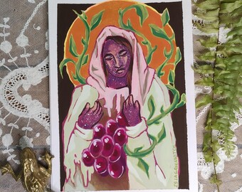 Swamp Priestess [02] - Original artwork in A5 format. Acrylic on paper. Arcana Tarot, medieval fantasy, fairy tale cabinet of curiosities.