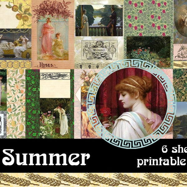 Imprimable Eté histoire de l'art printable kit set junk journal Bullet bujo floral tapisserie nature planner scrapbooking vintage digital