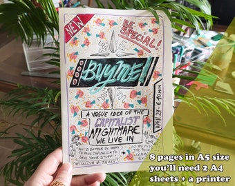 Zine "Buy Me. What is capitalism. Printable, digital PDF format. A 8 pages marxist magazine