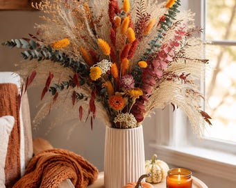 Boho Dried Flower Bouquet, Pampas Grass Arrangement, Rustic Home Decor, Natural Floral Gift