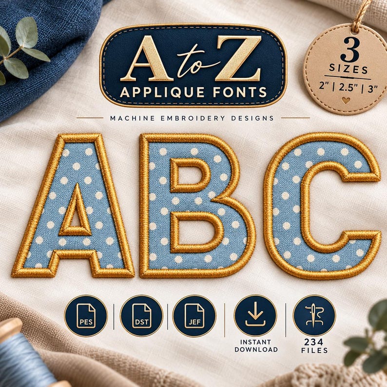 Classic Varsity Applique Embroidery Font, Square Block Applique Font ...