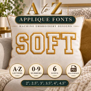 Classic Applique Embroidery Font | varsity Applique Letters | PES Files | 6 Sizes