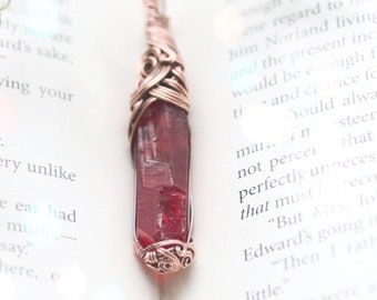 Red Crystal Necklace Tutorial,  Undrilled Crystal Pendant Wire Wrapping Pattern, Crystal Without Holes Jewelry Tutorial