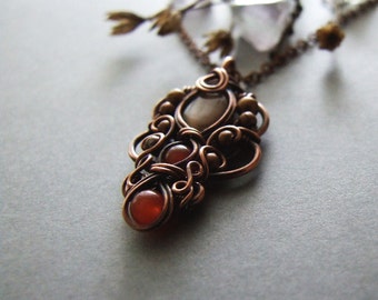 Pendant Tutorial, Wire Wrapping Pattern, Autumn Jewelry Tutorial, DIY, Fall Necklace Tutorial