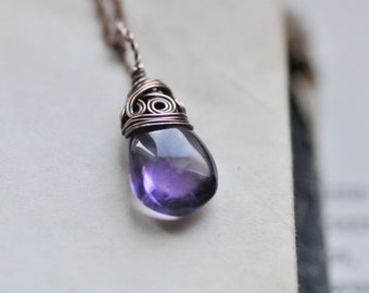 Amethyst Teardrop Necklace Tutorial, Wire Wrapping Patters, Wire Weaving Jewelry Tutorial, Intermediate Jewelry DIY Pattern