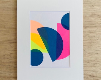 Limited edition - Screen print -  neon and shapes - with A4 mount