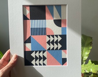 Limited edition - Screen print - 20x25cm mounted geometric