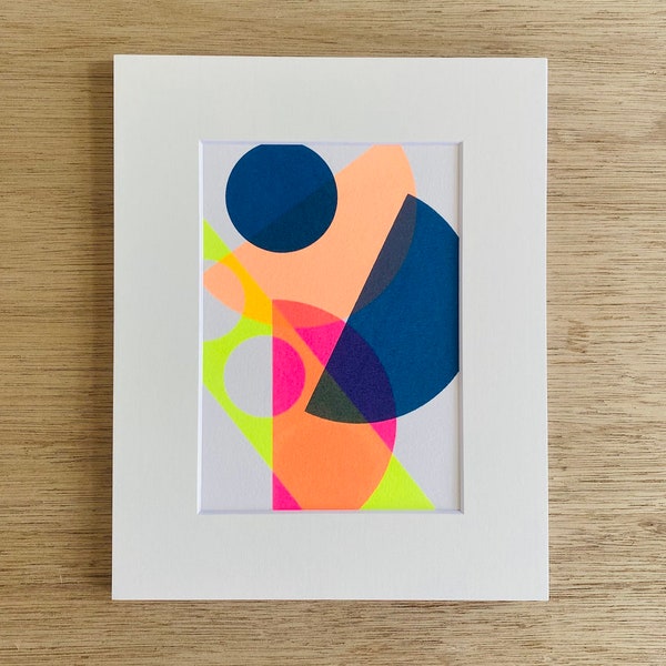 Limited edition - Screen print - 20cm x 25cm - shapes and neon