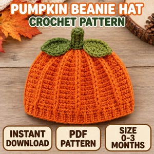 Newborn Pumpkin Hat Crochet Pattern PDF | Baby Pumpkin Beanie | Easy Fall Hat for 0-3 Months