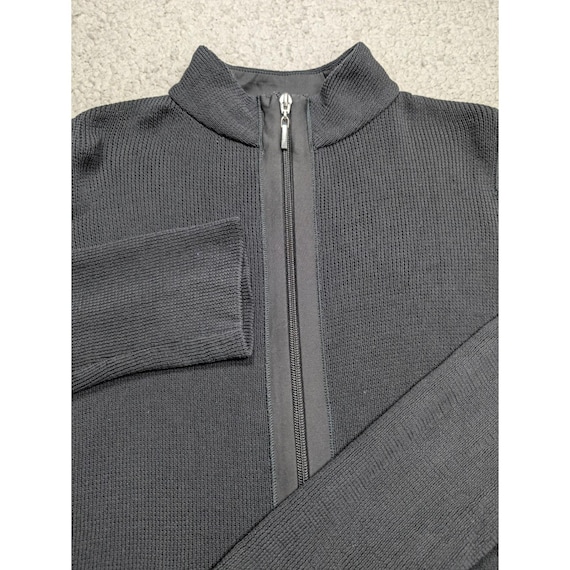Rivamonti Vintage Womens Full Zip Cardigan Mock Neck Cotton Black Slim Fit XS/S