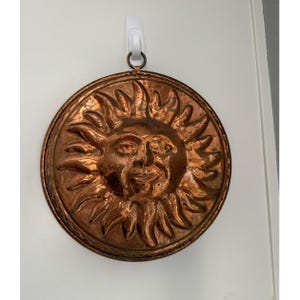 Vintage Copper Sun Face Celestial Kitchen Wall Hanging Décor 10" Diameter