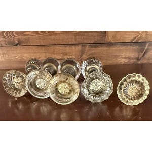 Antique Clear Glass Ribbed Door Knobs Vintage 1910s-1930s