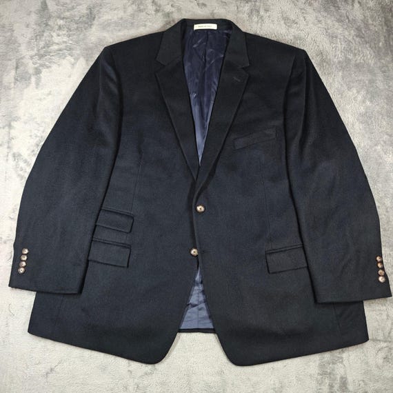 Joseph, Vintage Joseph Abboud Sport Coat Men 56 Regular Black Camel Hair Italy Made VTG