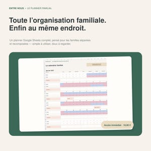 Schema voor gedeelde zorg in Google Sheets | Kalender voor co-ouderschap, uitgaven, evenementen en documenten | Digitale gezinsplanner
