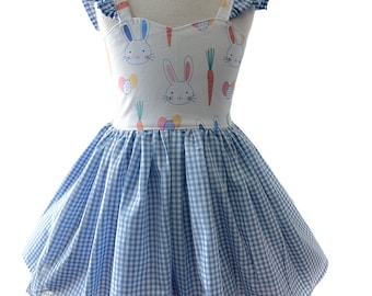 Ready to Ship Girls Easter Bunny Dress | Girls Easter Dress | Gingham Easter Dress | Spring Dress