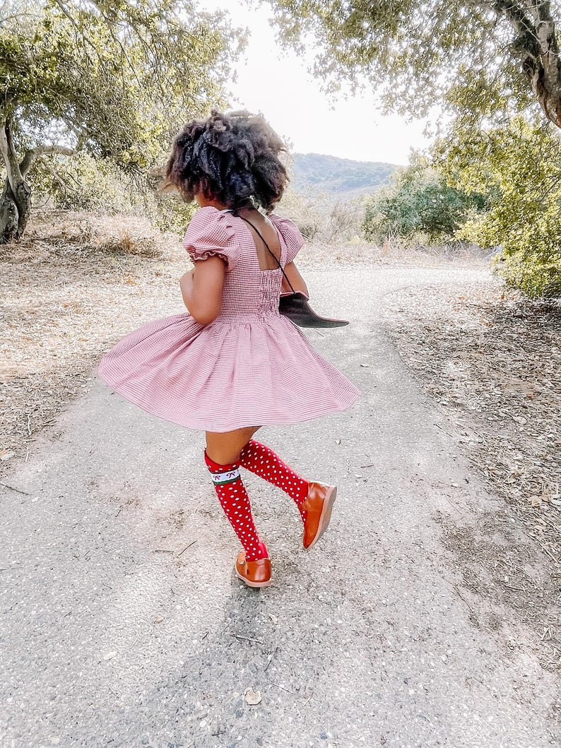 Burgundy Gingham Twirl Dress image 4