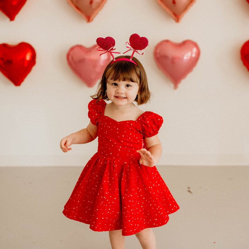 baby girls stevie dress - red mini hearts main image 0