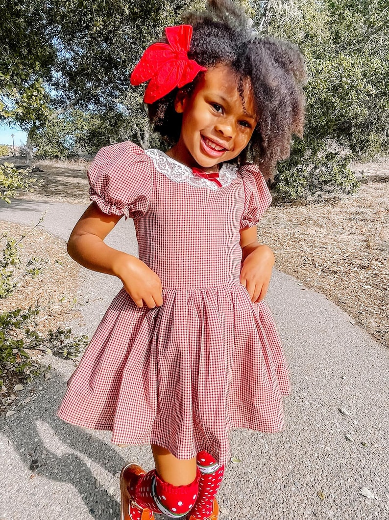 Burgundy Gingham Twirl Dress image 2