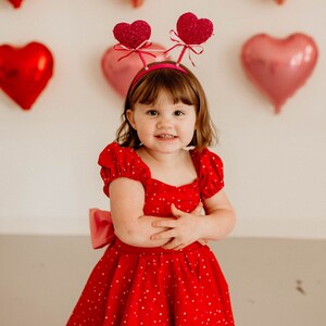 Red Mini Hearts Dress Twirl Dress for girls Valentines Day Dress Toddler Dress image 4