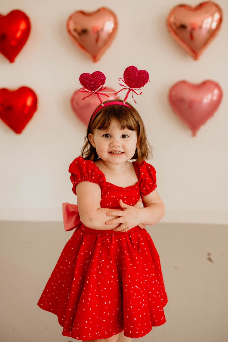 Red Mini Hearts Dress Twirl Dress for girls Valentines Day Dress Toddler Dress image 4