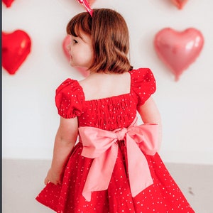 Red Mini Hearts Dress Twirl Dress for girls Valentines Day Dress Toddler Dress image 2