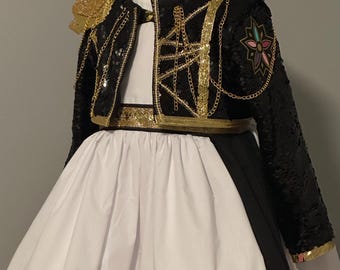 Girls’ Golden Dress| Halloween Costume | Black Sequin Outfit | Girls’ Rockstar Dress