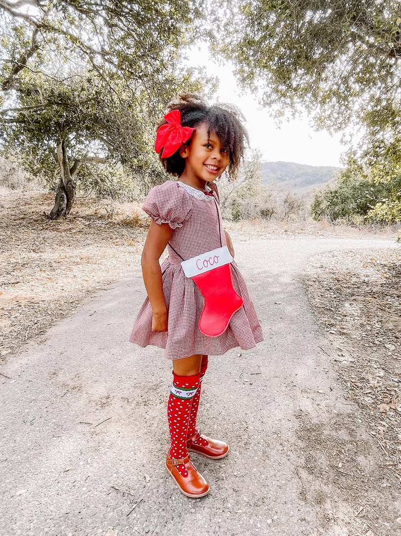 Burgundy Gingham Twirl Dress image 3