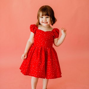 Red Mini Hearts Dress Twirl Dress for girls Valentines Day Dress Toddler Dress image 5