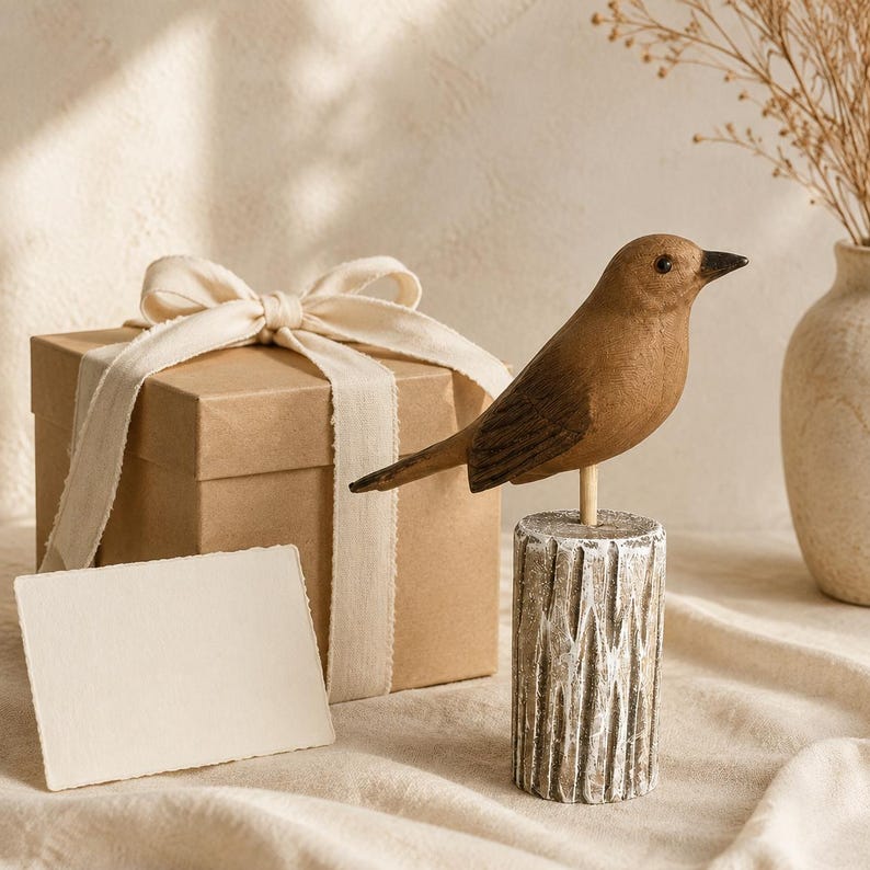 mediterranean-wooden-bird-decor-rustic-bird-figurine-on-stand-coastal