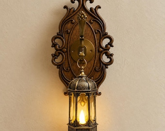 Vintage Gothic Wall Lantern, Victorian Style Decorative Wall Light, Antique Bronze Hanging Lamp, Dark Academia Home Decor
