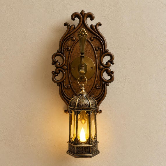 Vintage Gothic Wall Lantern, Victorian Style Decorative Wall Light, Antique Bronze Hanging Lamp, Dark Academia Home Decor