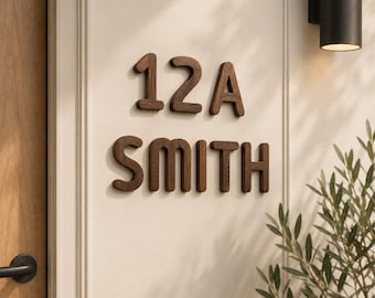 Custom Black Walnut Wood Letters & Numbers, Personalized House Number Sign, Wooden Address Letters, Door Name Sign, DIY Wall Decor