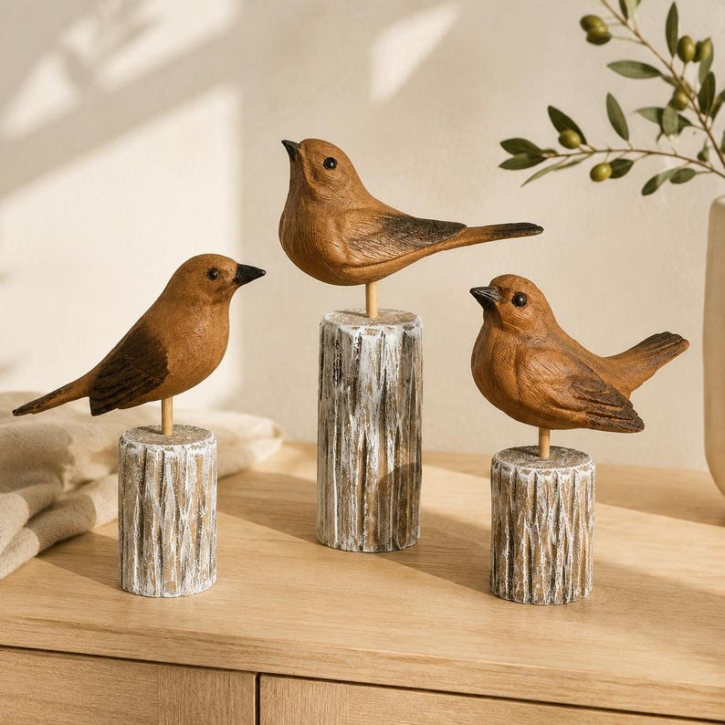 mediterranean-wooden-bird-decor-rustic-bird-figurine-on-stand-coastal