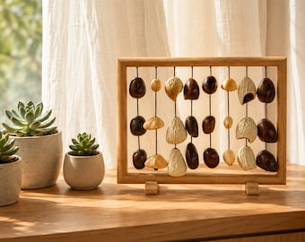 Natural Seed Pod Tabletop Chime, Wooden Sound Sculpture, Japandi Wabi Sabi Decor, Meditation Home Accent, Nature Lover Gift