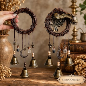 Vintage Witch Bells Wind Chime: Rustic Vine Door Knob Charm Home Decor