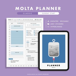 Digital Planner for iPad | GoodNotes Planner | Sunday start | Undated Hyperlinked Daily Weekly Monthly Planner | CLASSIC | MOLTA PLANNER